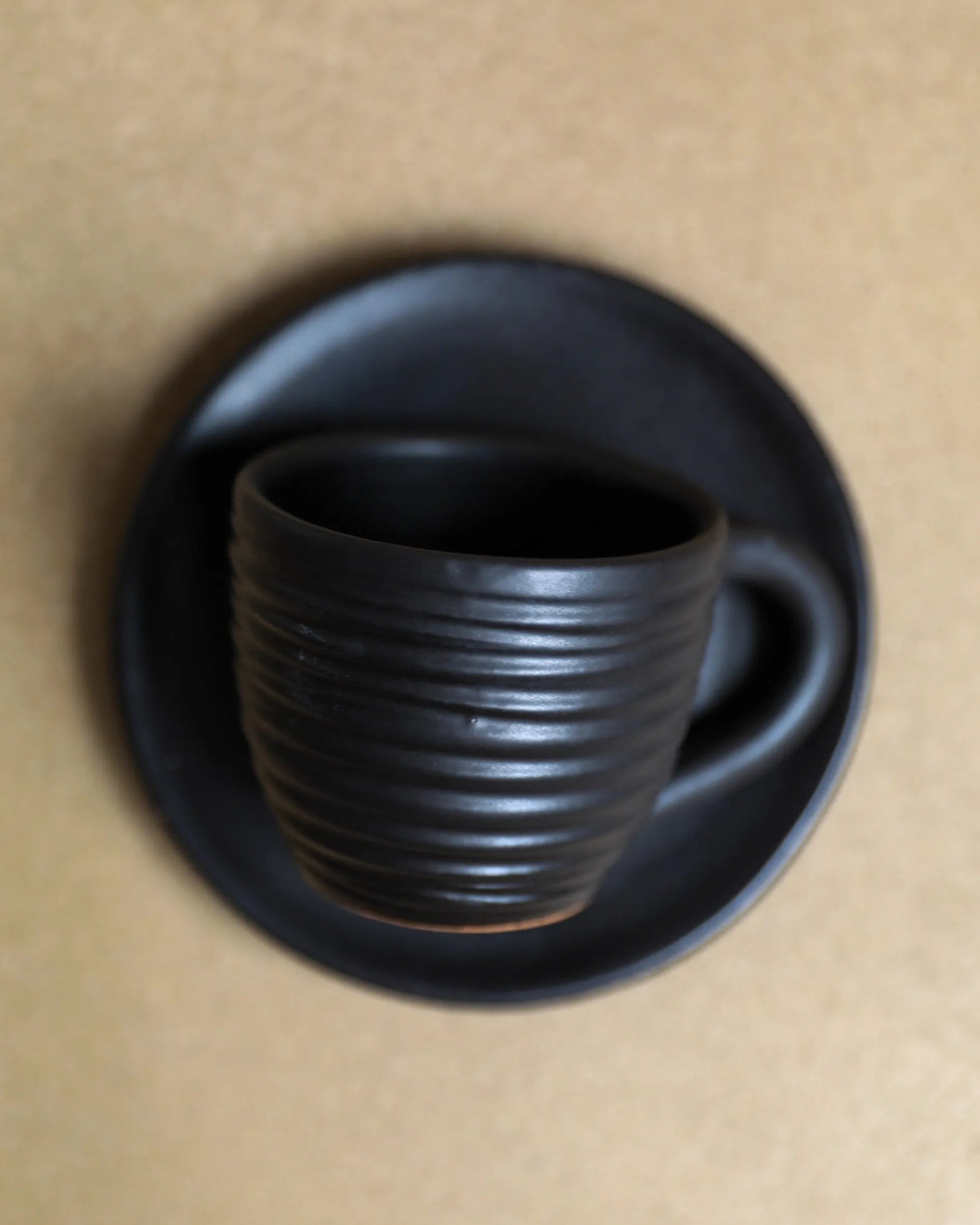 Handcrafted Black Roast Cup in black matte, 100 ML mug by Stonia.