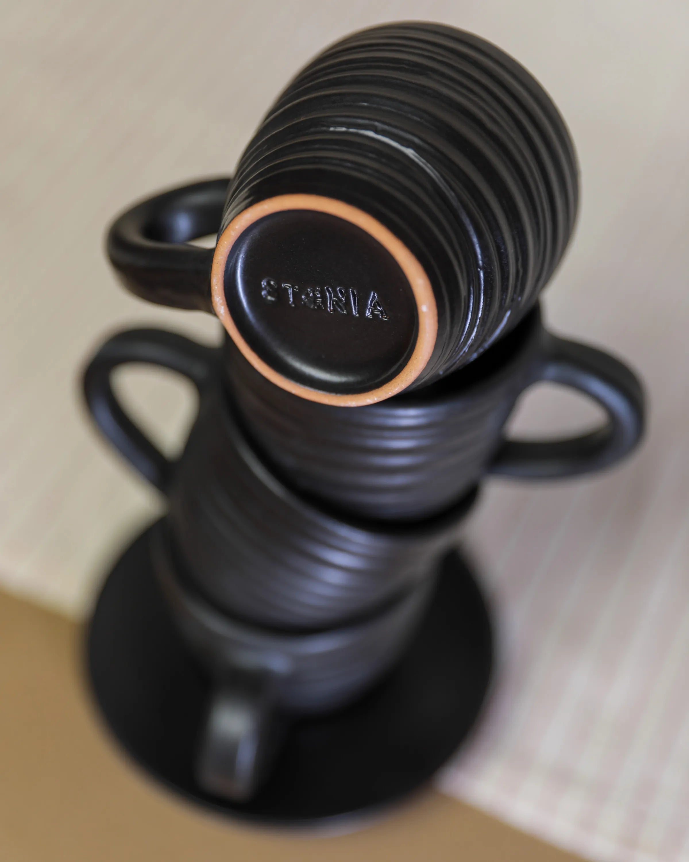 Handcrafted Black Roast Cup in black matte, 100 ML mug by Stonia.