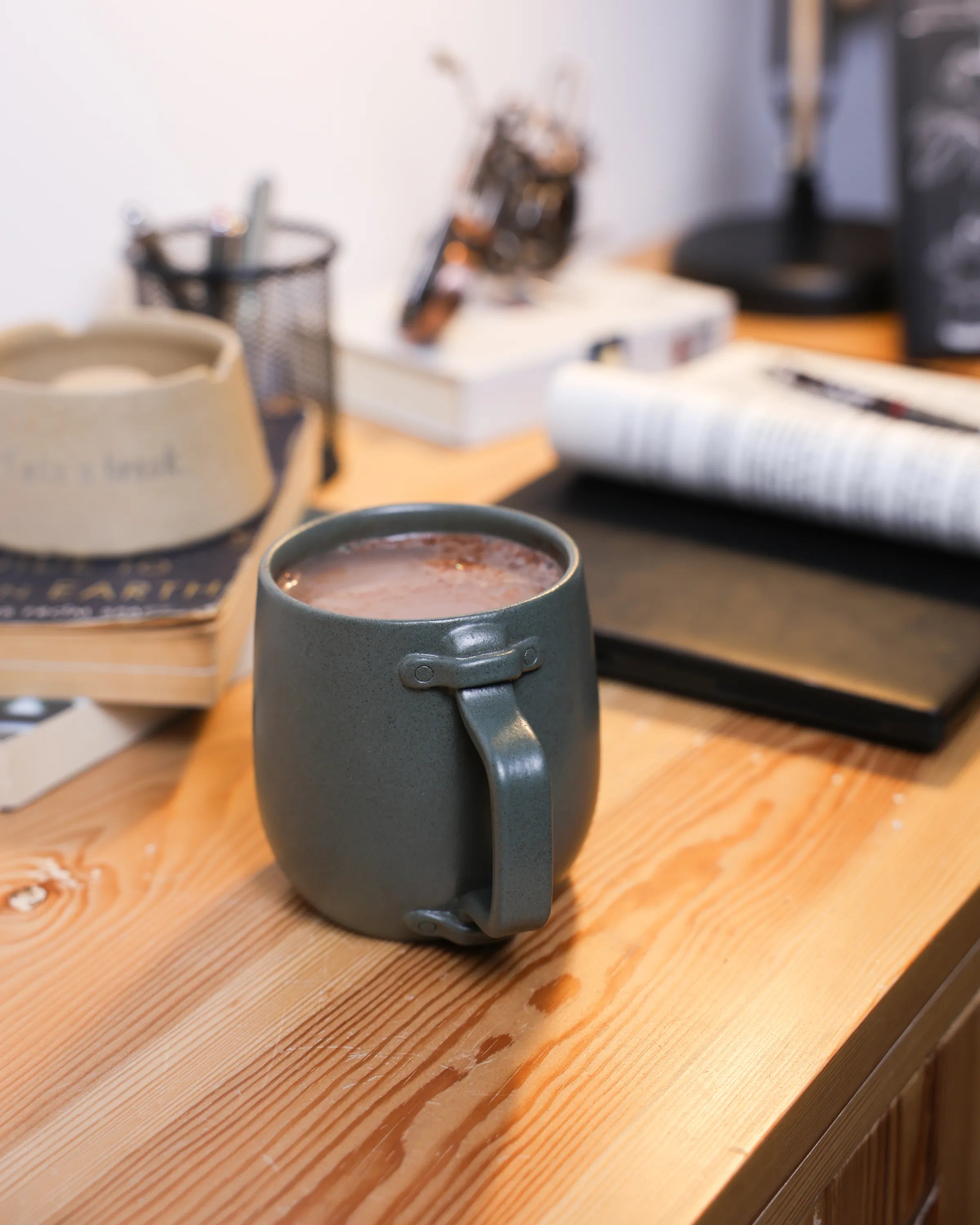 Handcrafted Bolt Mug in dark olive, 350 ML mug by Stonia.