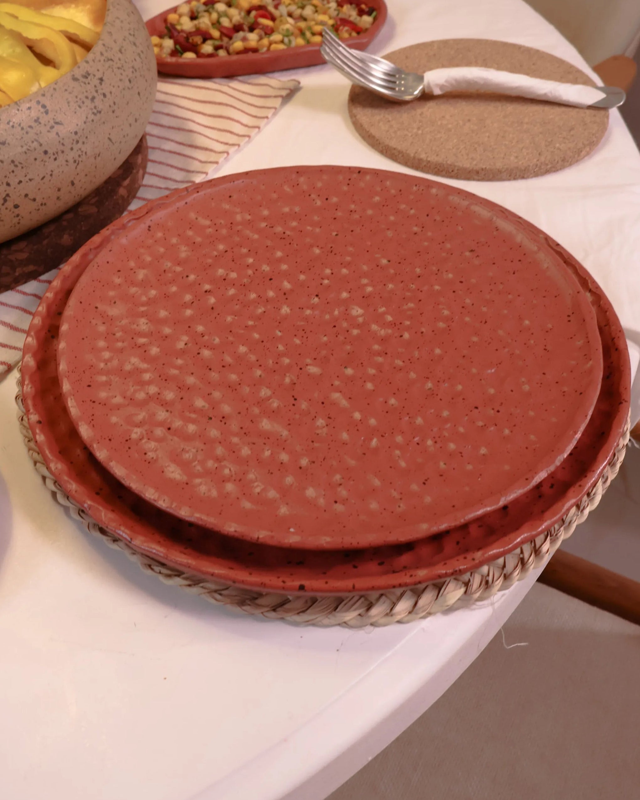 Handcrafted CLAY SET set in terracotta finish by Stonia.