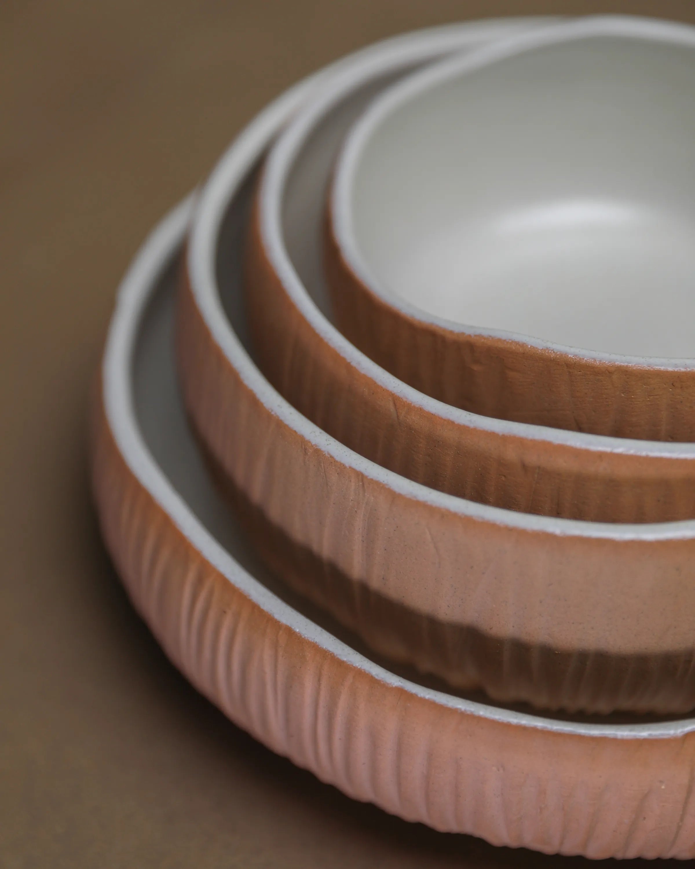 Handcrafted COCONUT SET in terracotta earthy tone and off white by Stonia.