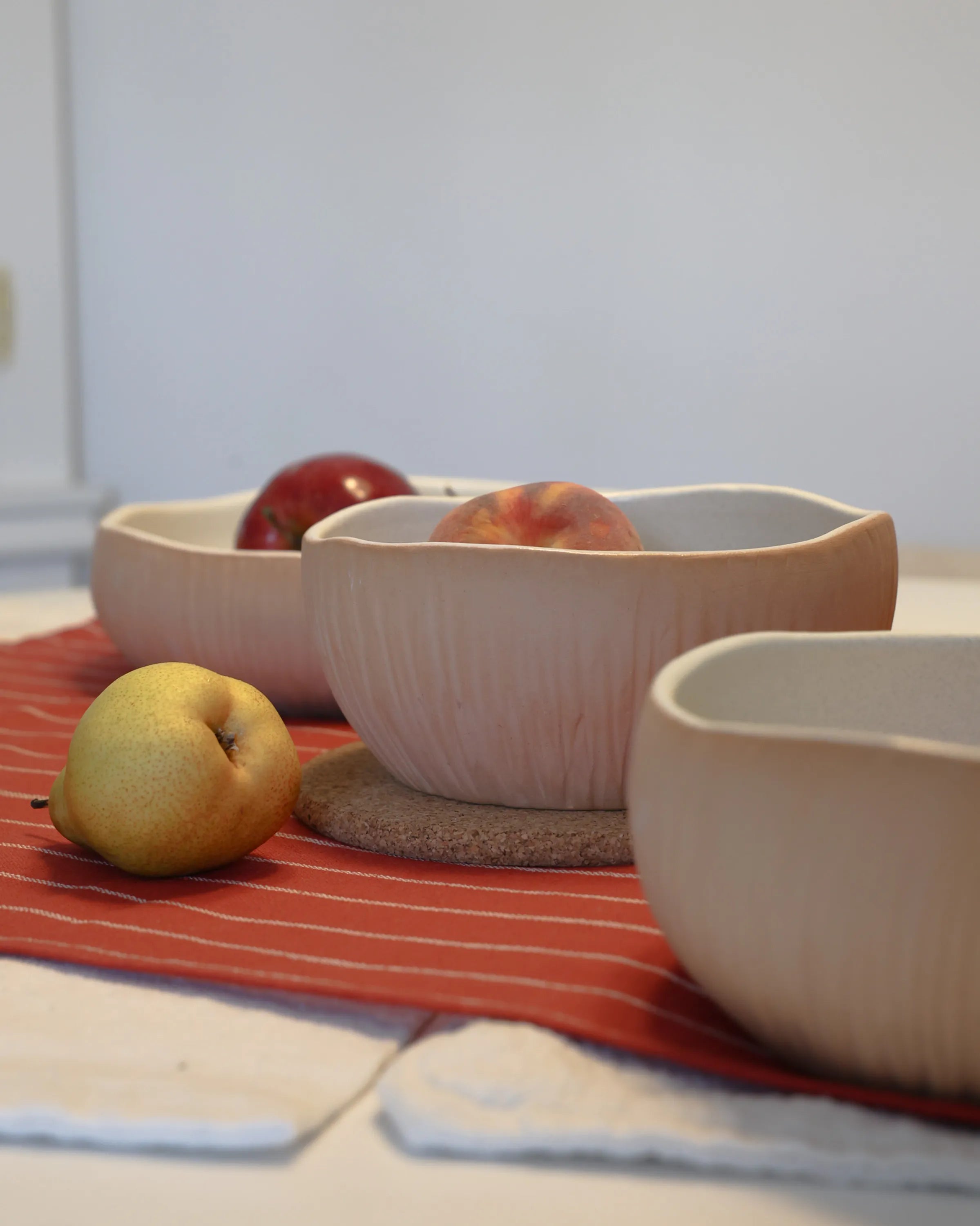 Handcrafted COCONUT SET in terracotta earthy tone and off white by Stonia.
