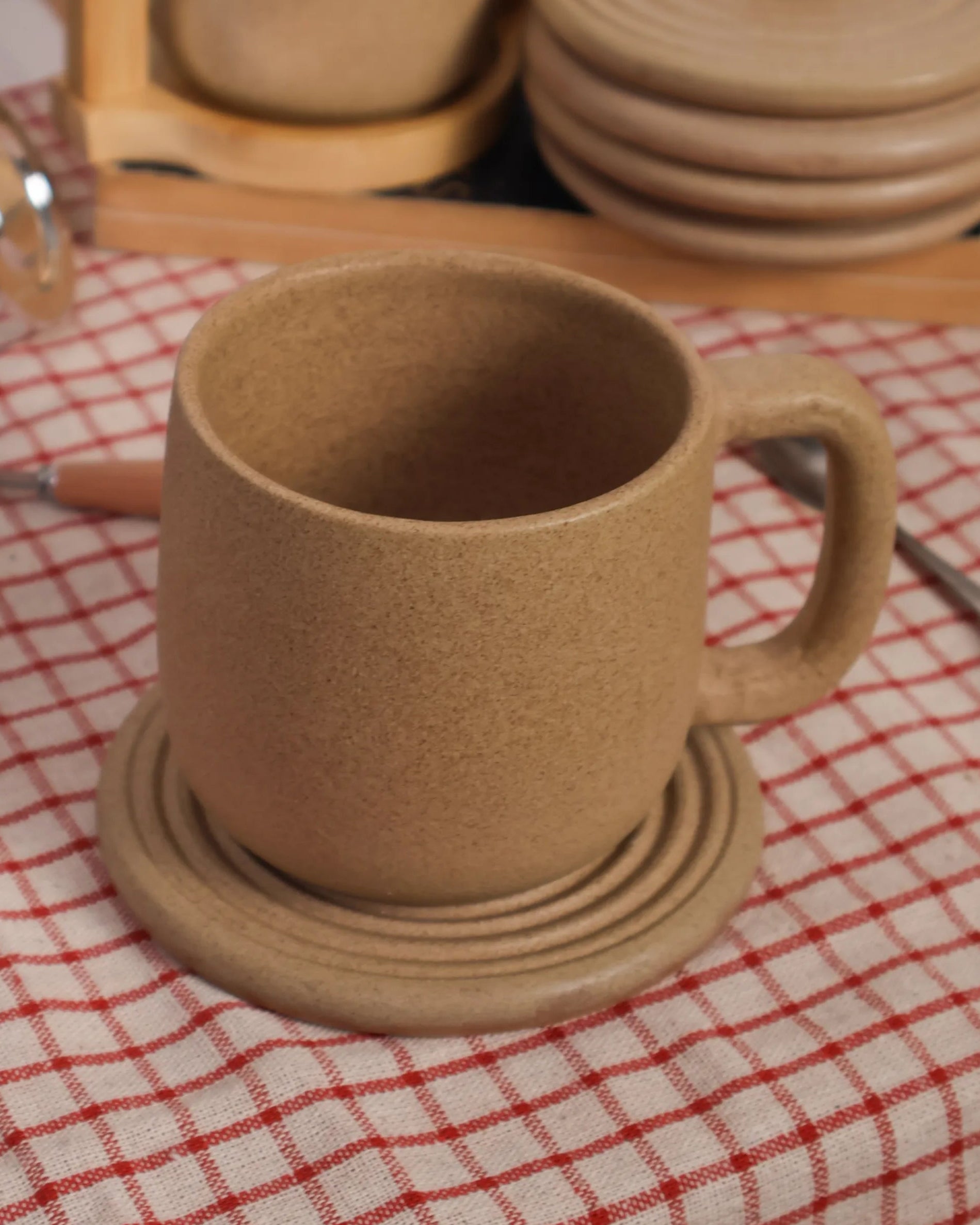Handcrafted desert tone mug in beige, 300 ML mug by Stonia.