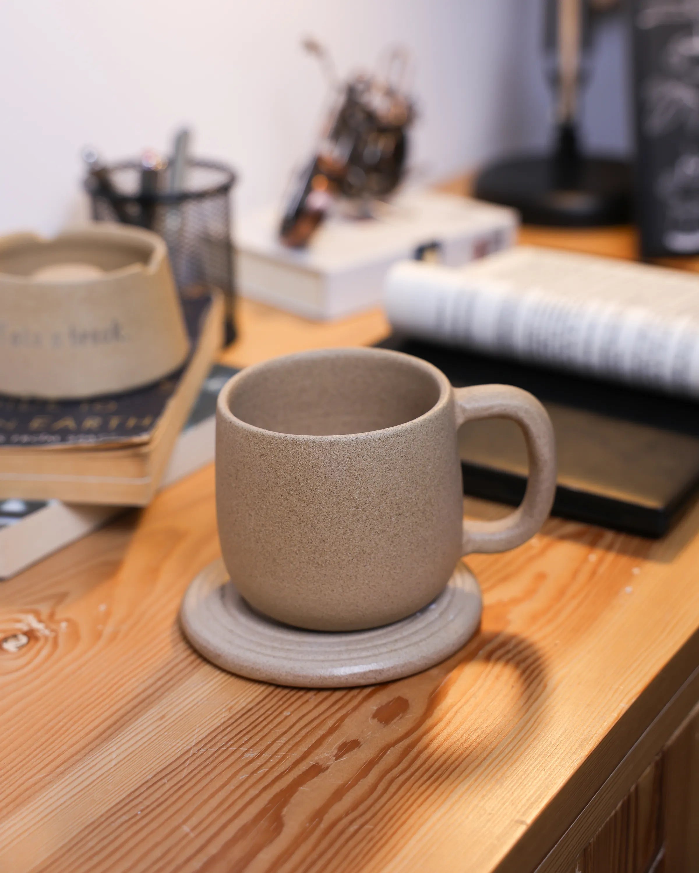 Handcrafted desert tone mug in beige, 300 ML mug by Stonia.