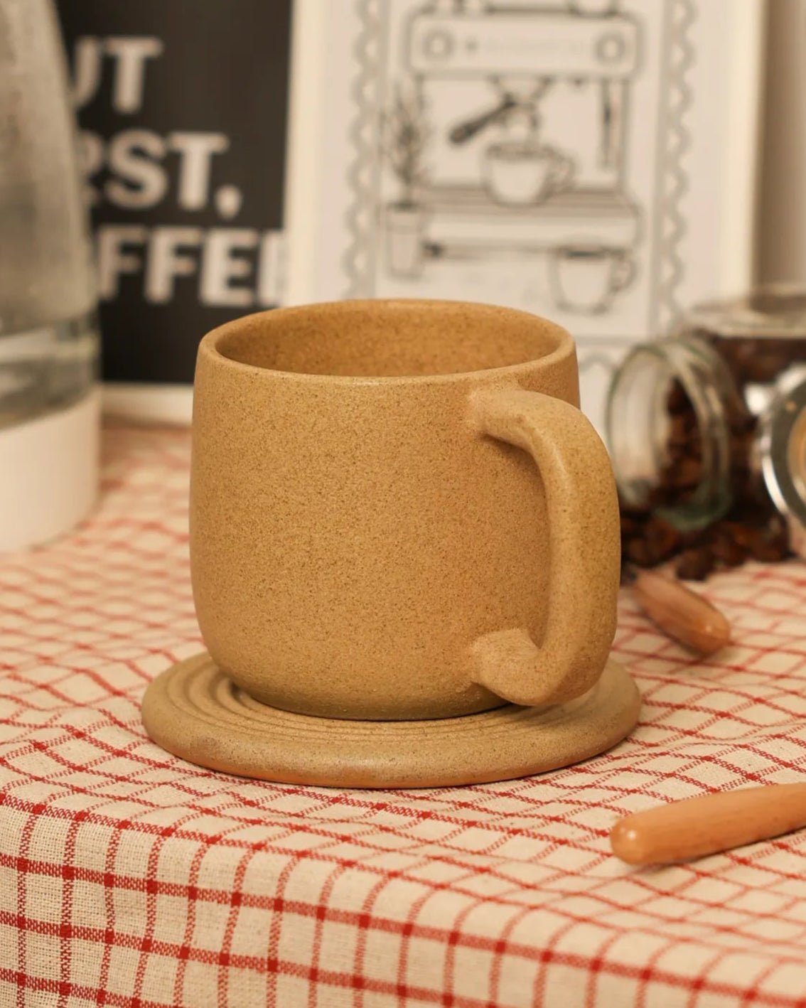 Handcrafted desert tone mug in beige, 300 ML mug by Stonia.
