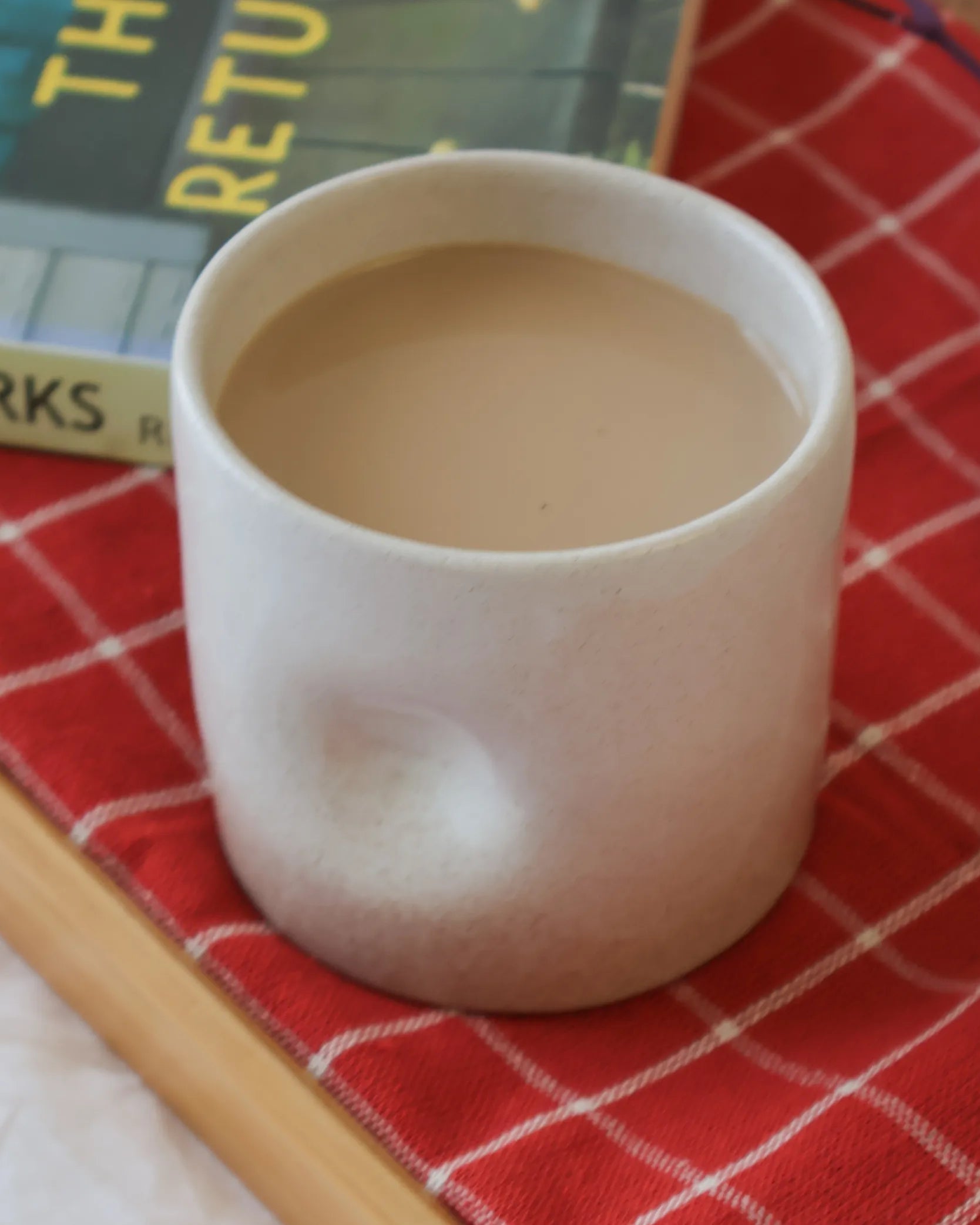 Handcrafted Dimple cup in off white, 250 ML, mug by Stonia.