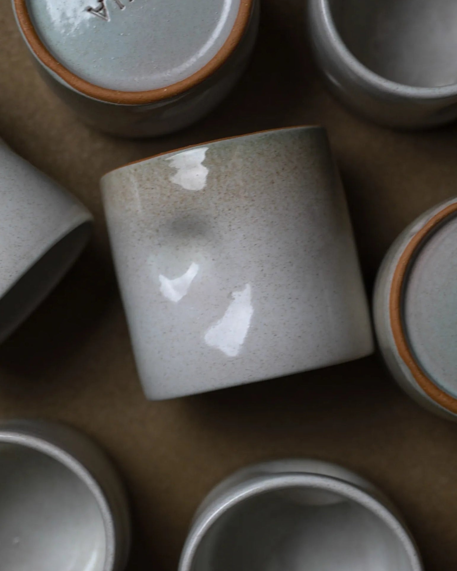 Handcrafted Dimple cup in off white, 250 ML, mug by Stonia.