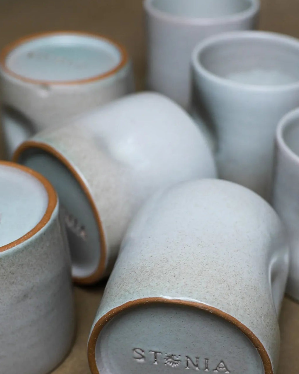 Handcrafted Dimple cup in off white, 250 ML, mug by Stonia.