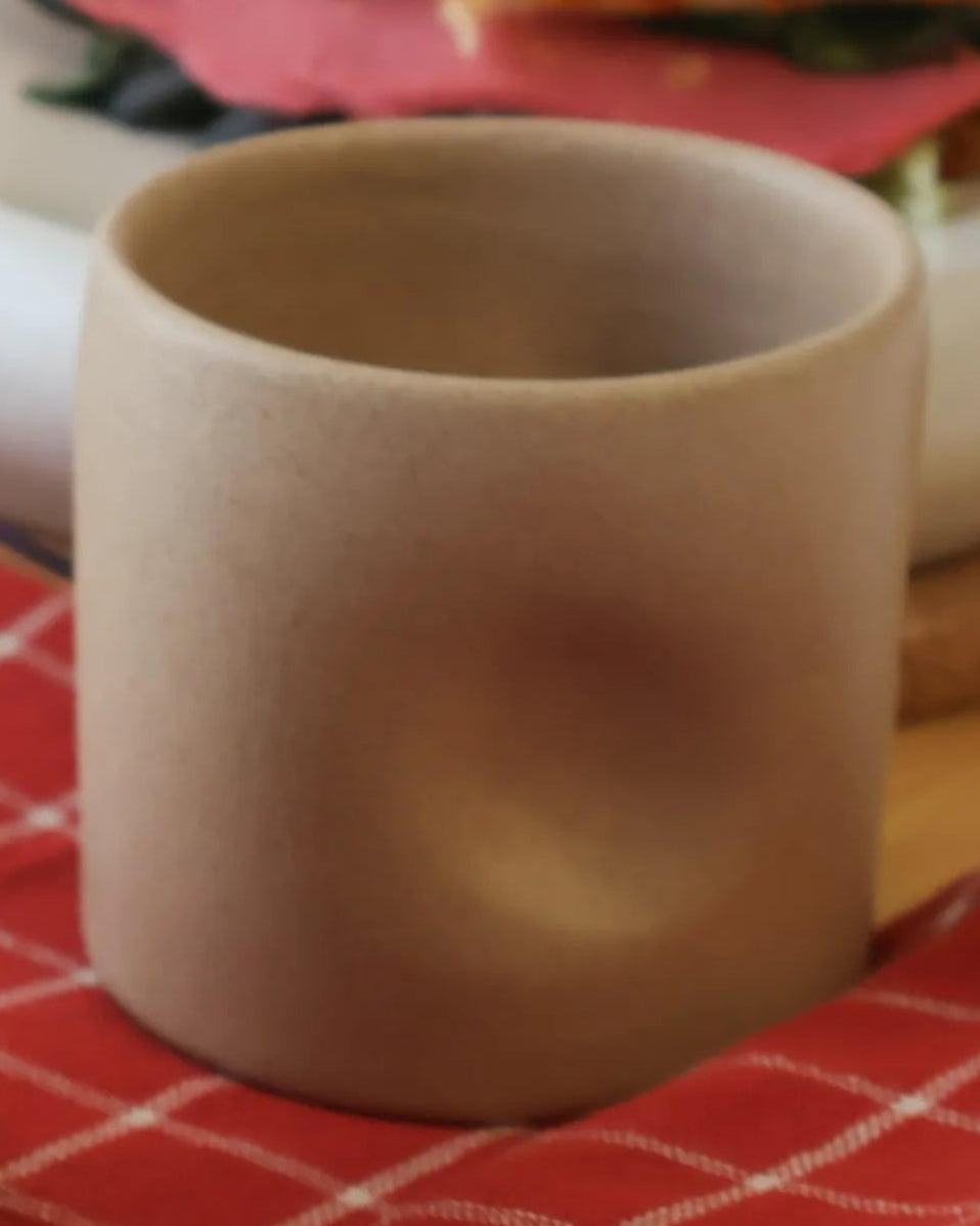 Handcrafted Dimple cup in stone beige, 250 ML mug by Stonia.