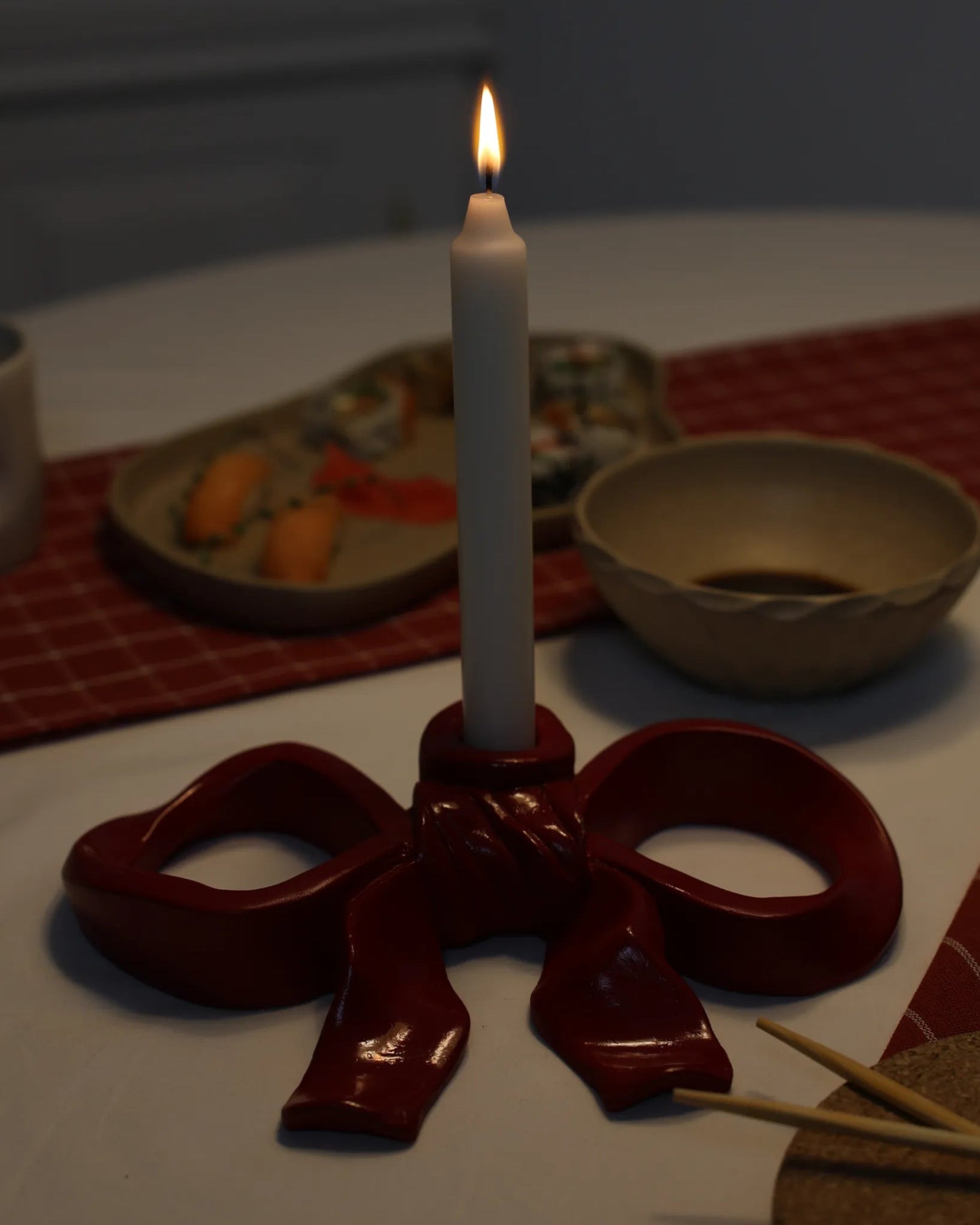 Handcrafted Dive Candle in Red finish by Stonia.