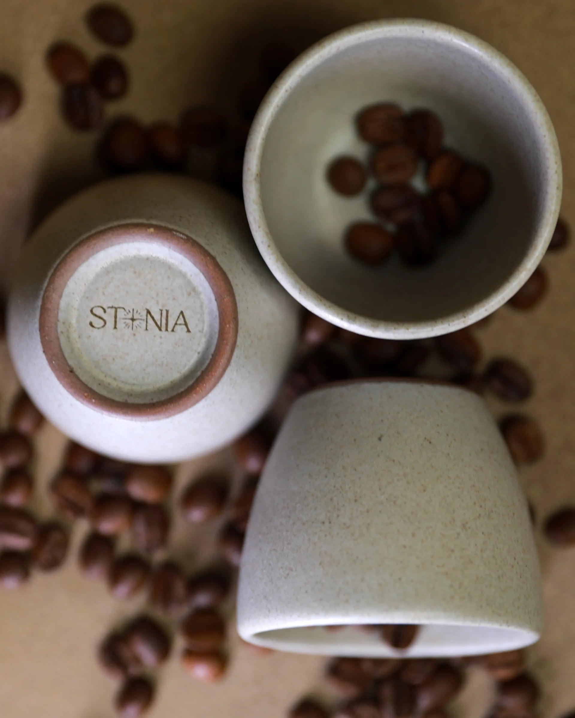 Handcrafted ESPRESSO DOSE CUP in light stone gray, 50 ML mug by Stonia.