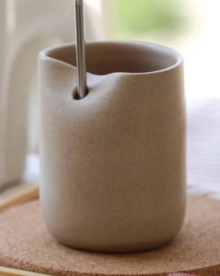 Handcrafted Frosty Cup in beige, 350 ML mug by Stonia.