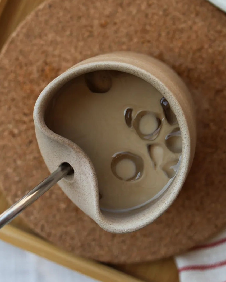 Handcrafted Frosty Cup in beige, 350 ML mug by Stonia.