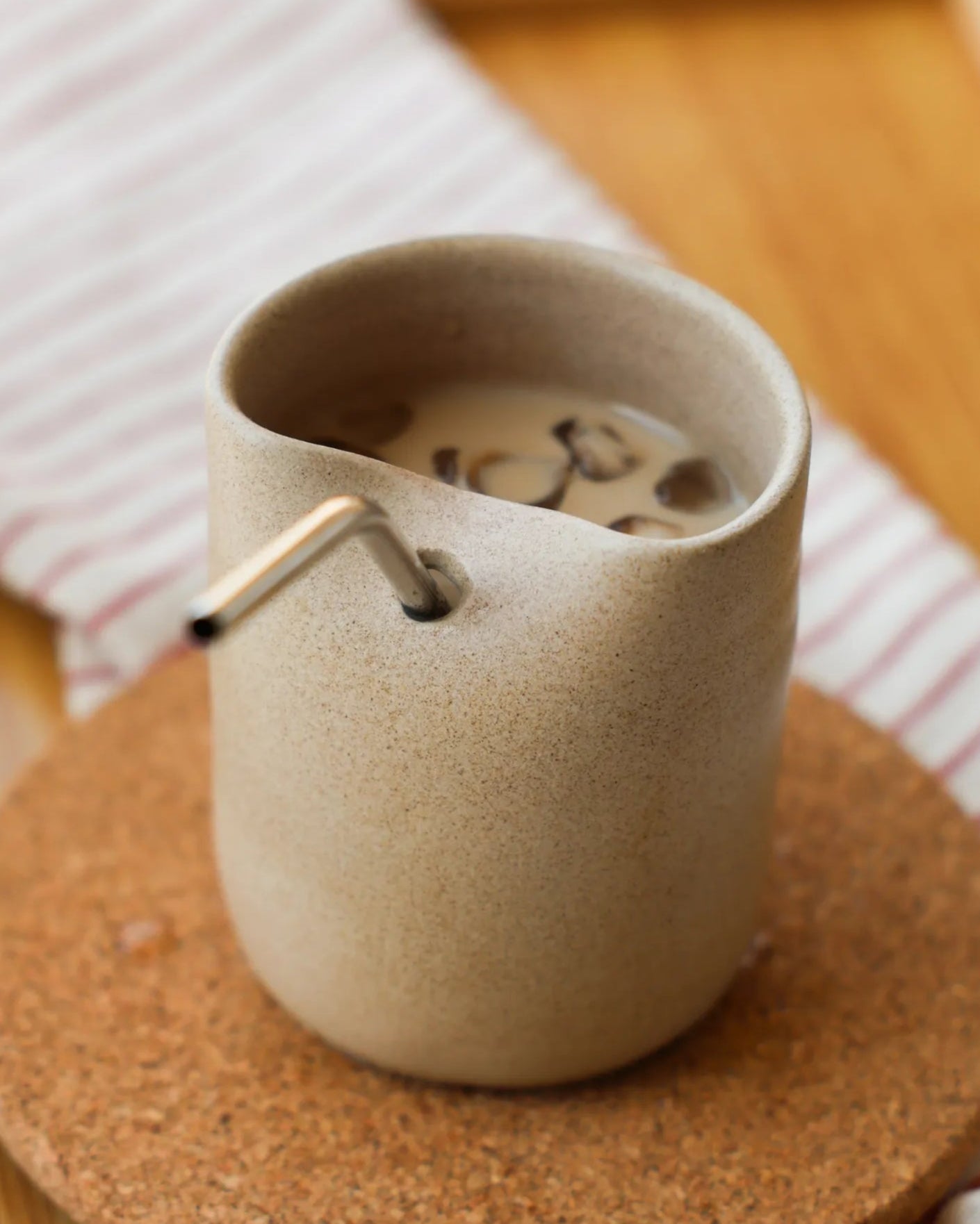 Handcrafted Frosty Cup in beige, 350 ML mug by Stonia.