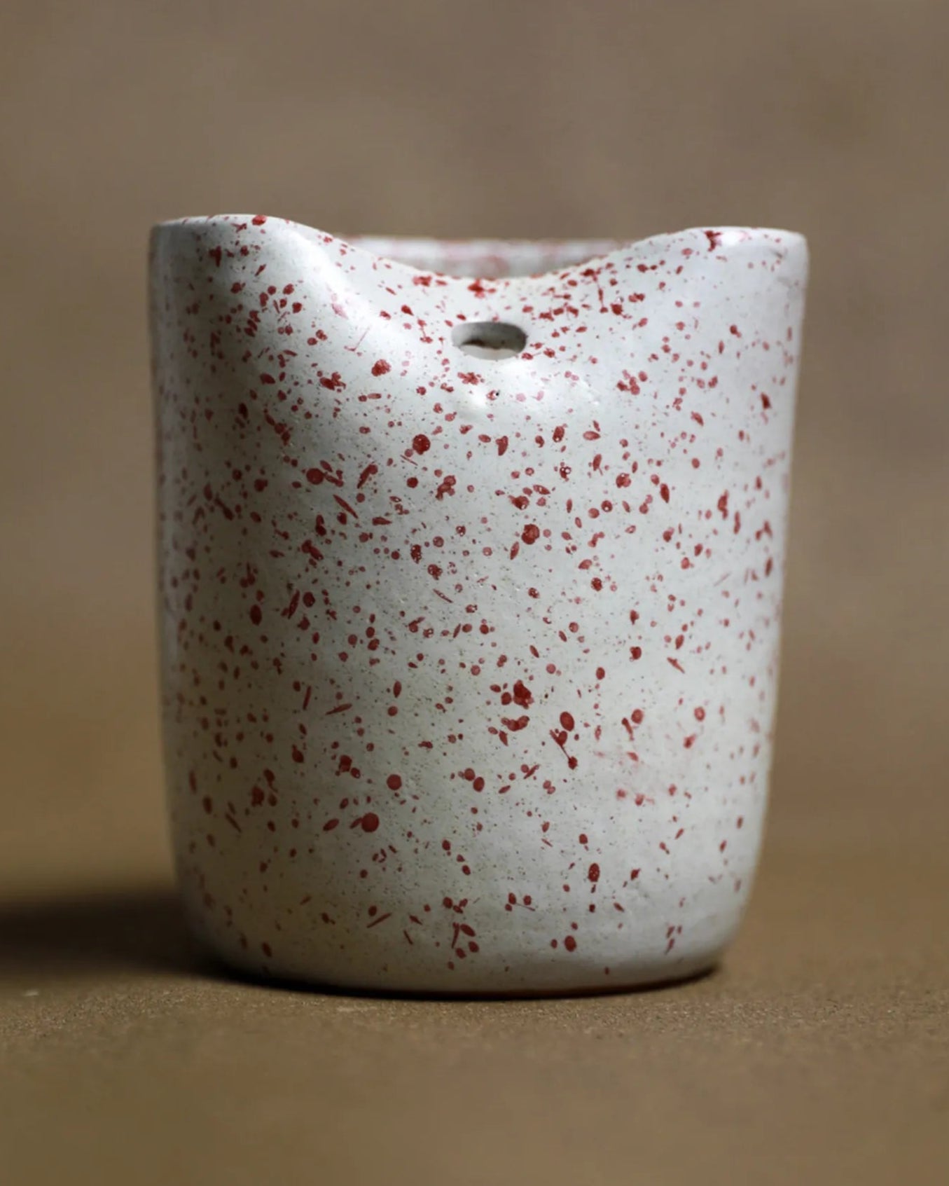 Handcrafted Frosty Cup in dotted white, 350 ML mug by Stonia.