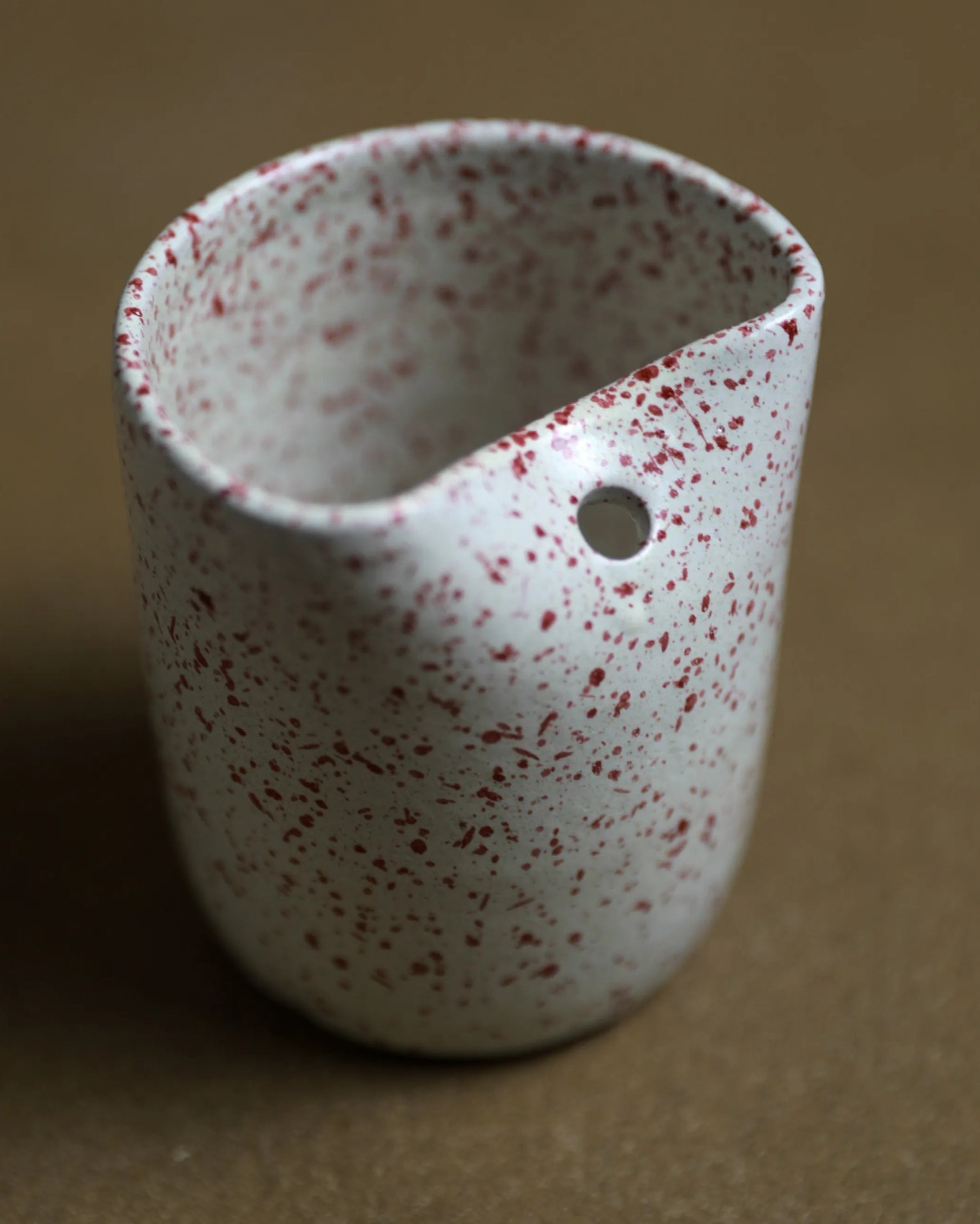 Handcrafted Frosty Cup in dotted white, 350 ML mug by Stonia.