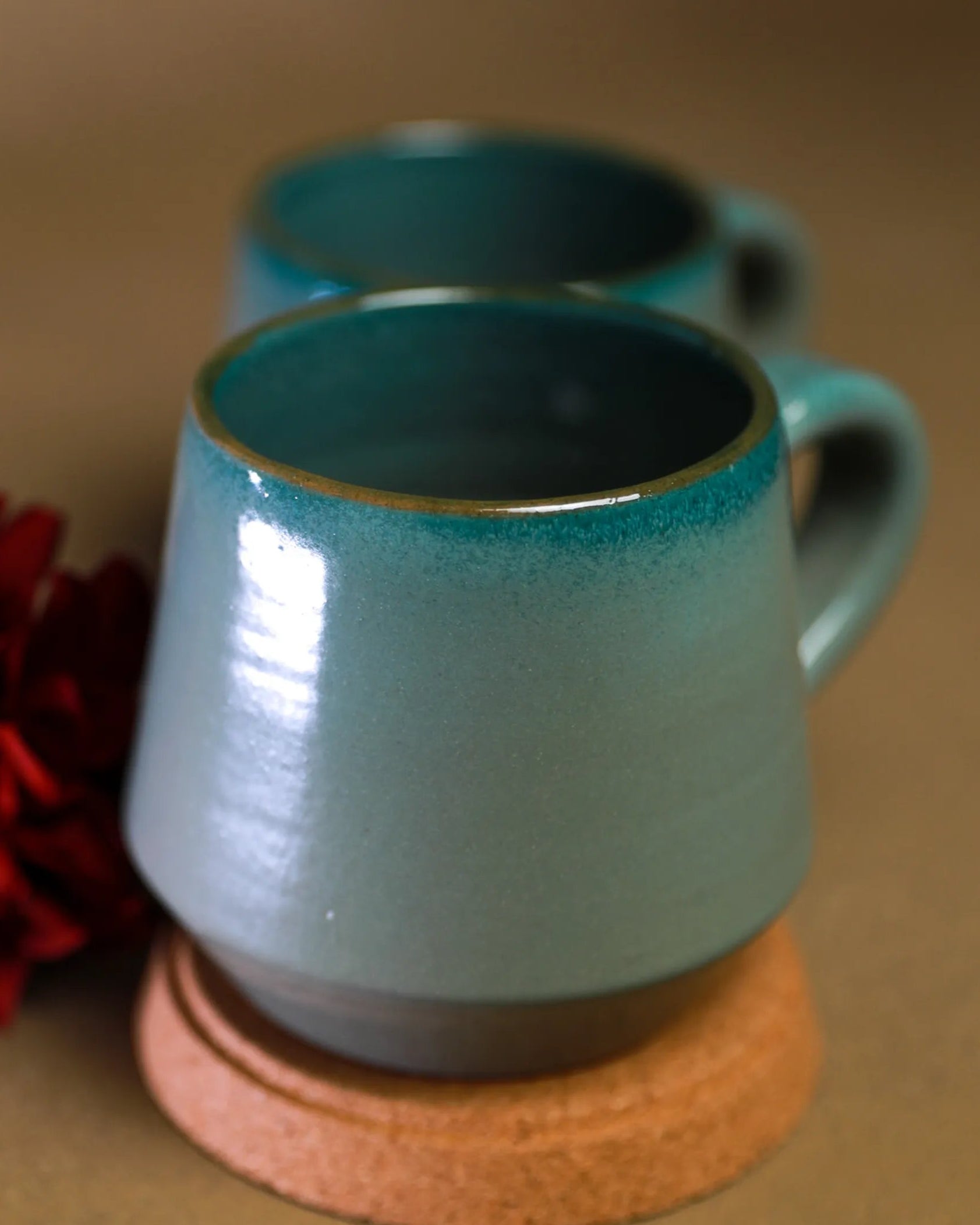 Handcrafted Green Mist Mug in olive green, 350 ML mug by Stonia.