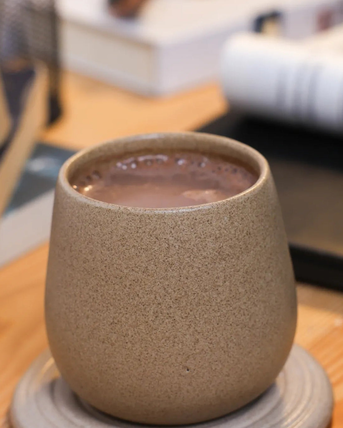 Handcrafted Raw Cup in stone beige, 250 ML mug by Stonia.