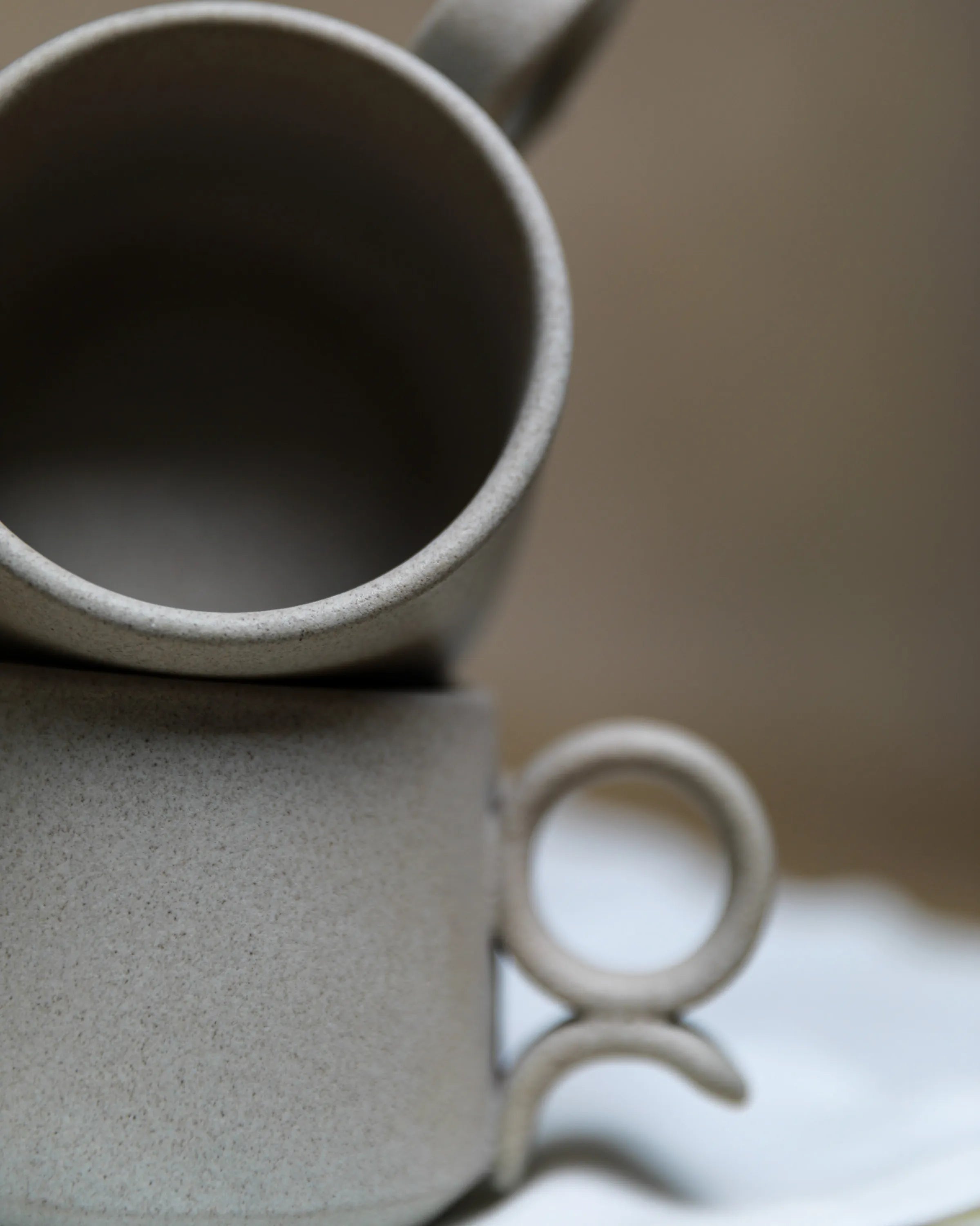Handcrafted Ring Mug in light stone beige, 300 ML mug by Stonia.