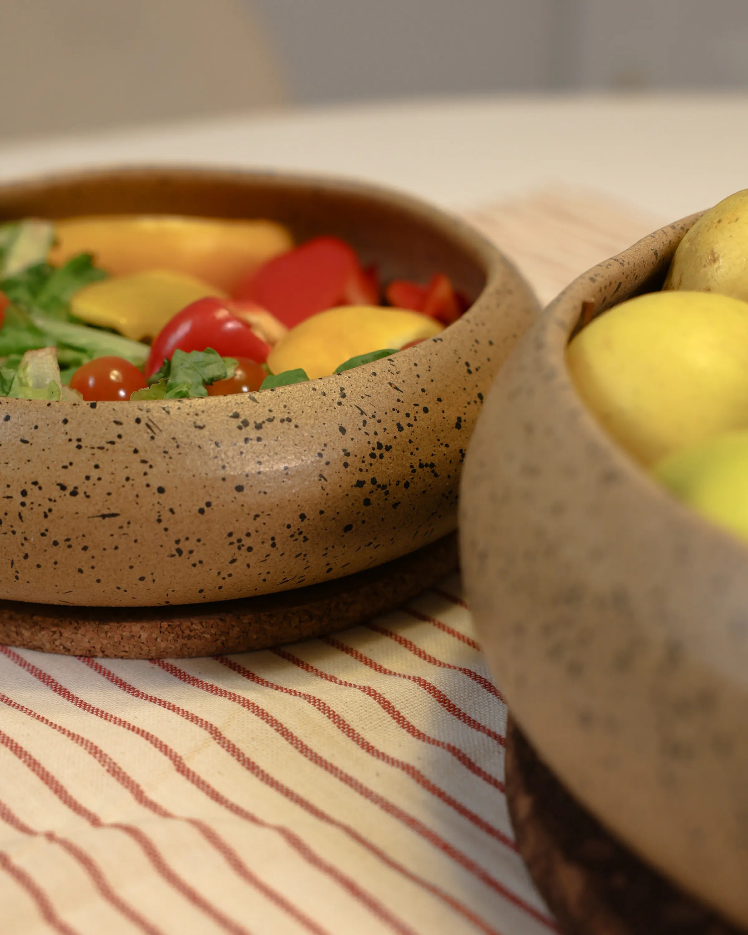 Handcrafted ROCKY BOWL in dotted beige, size Medium by Stonia.