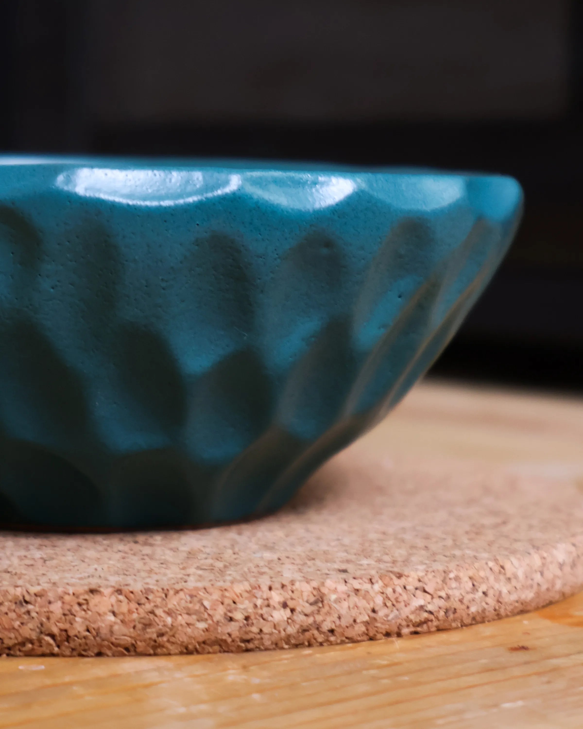 Handcrafted Tappy Bowl in dark turquoise by Stonia.