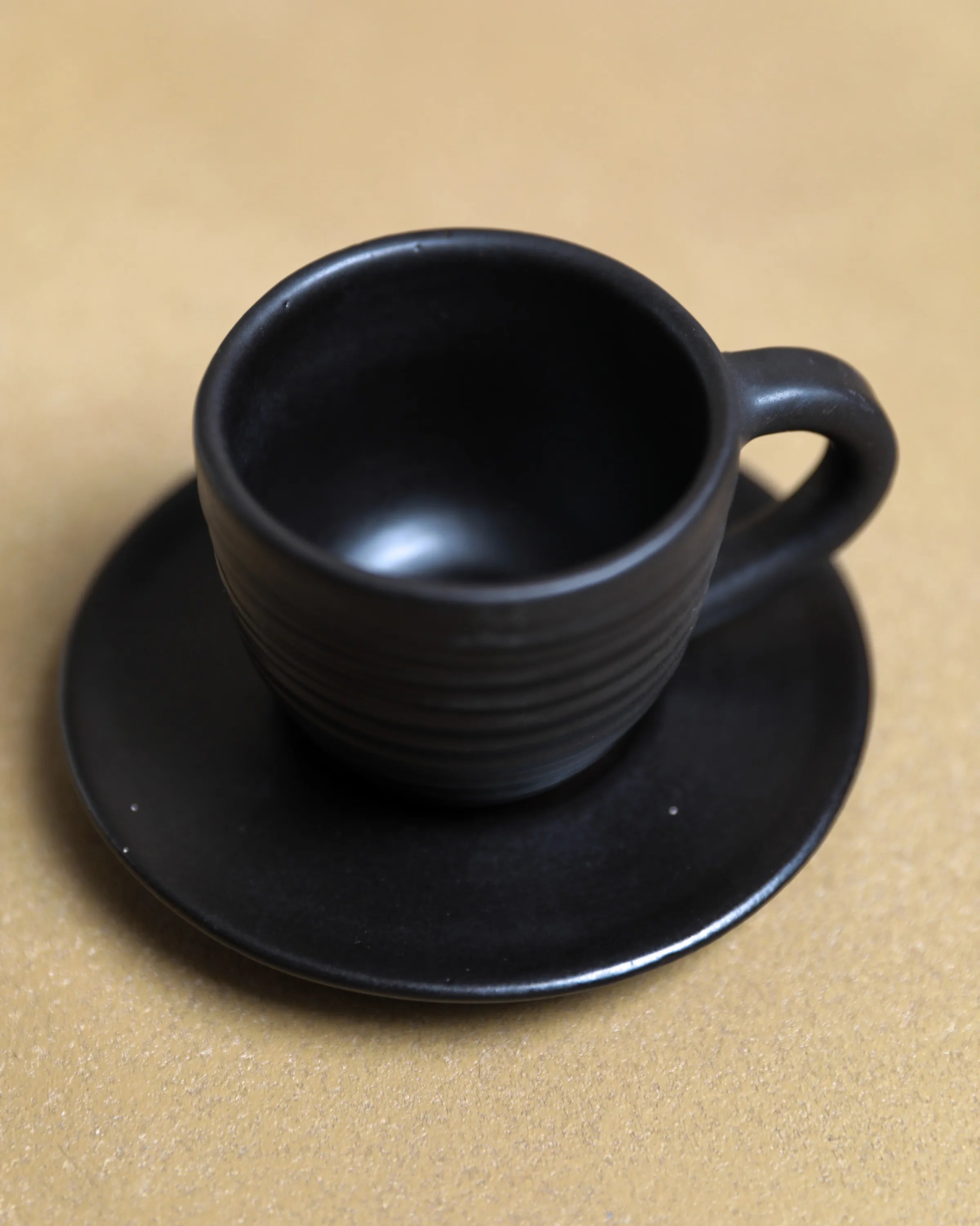 Handcrafted Black Roast Cup in black matte, 100 ML mug by Stonia.