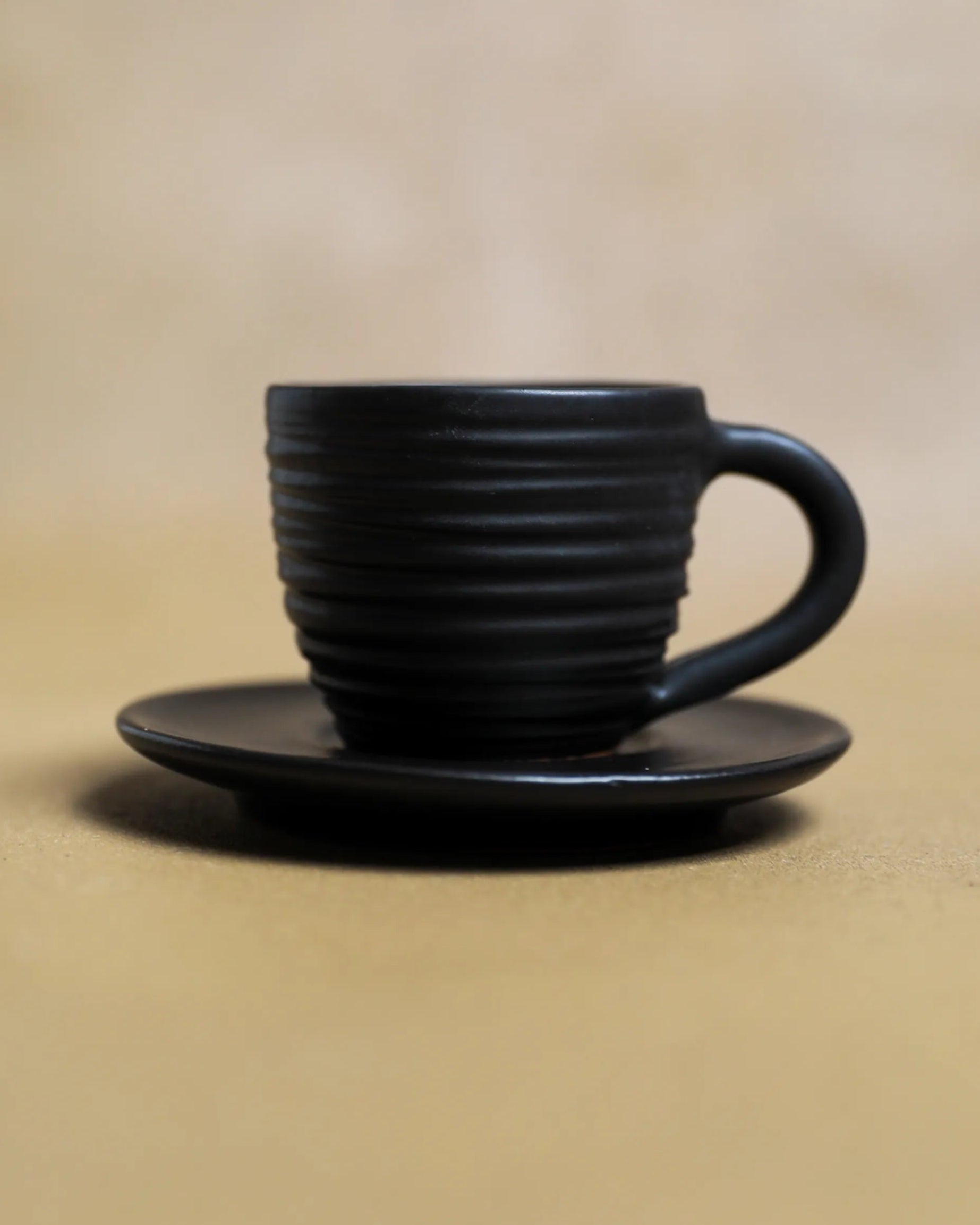 Handcrafted Black Roast Cup in black matte, 100 ML mug by Stonia.