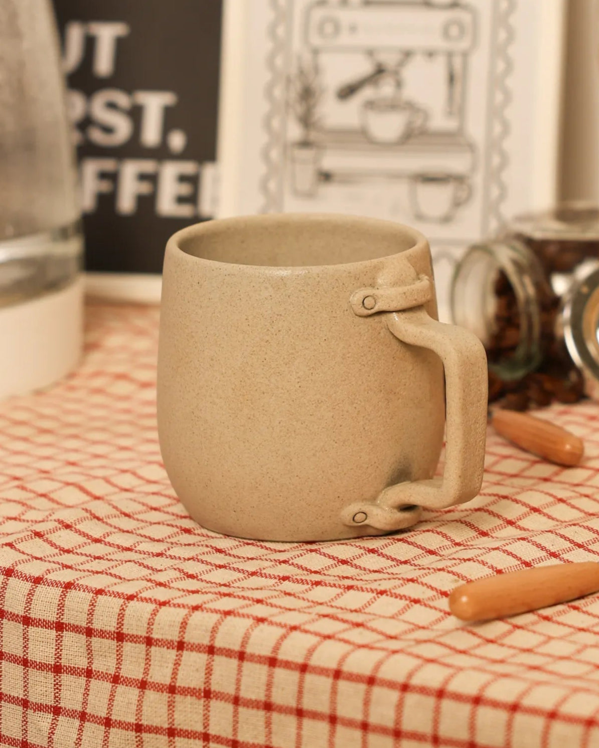 Handcrafted Bolt Mug in light stone beige, 350 ML mug by Stonia.