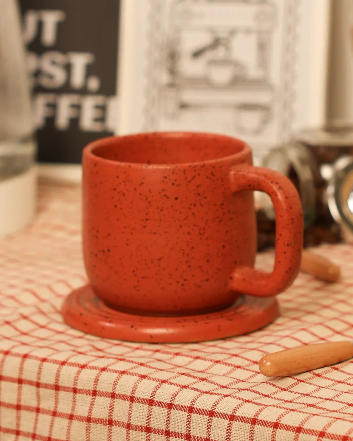 Handcrafted The clay mug in Terracotta, 300 ML mug by Stonia.
