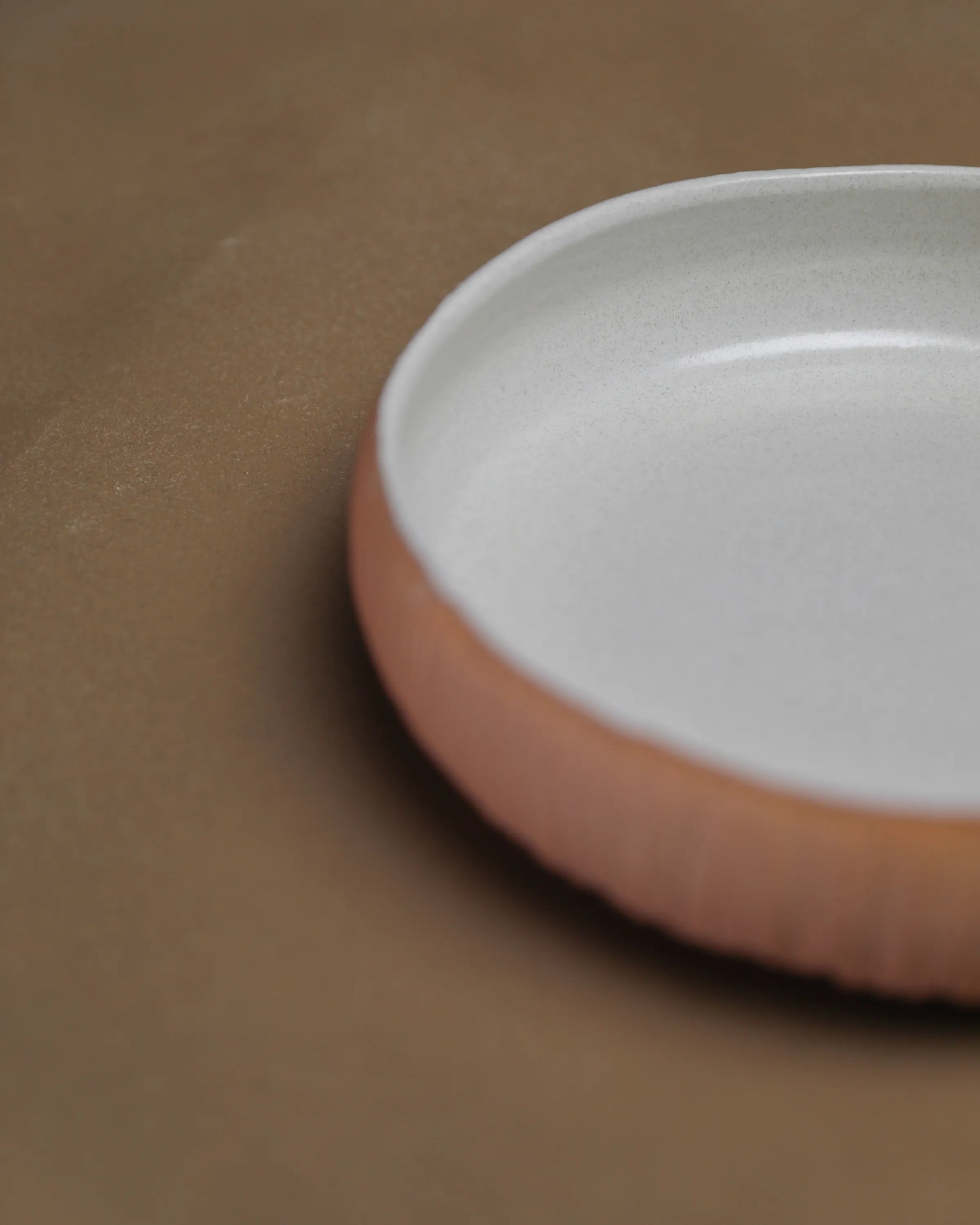 Handcrafted Coconut bowl in terracotta earthy tone and off white, size Large by Stonia.