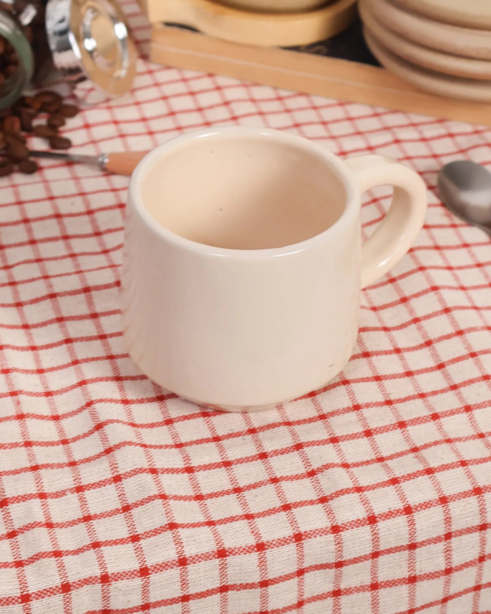 Handcrafted Creamy Mug in creamy, 250 ML mug by Stonia.