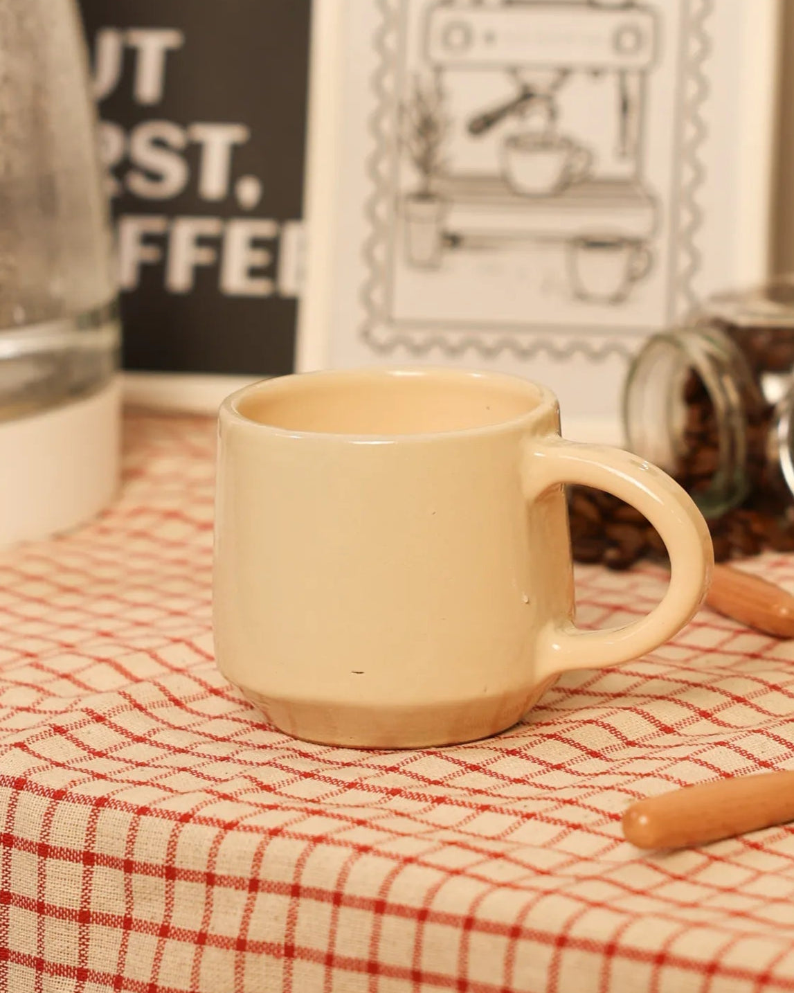 Handcrafted Creamy Mug in creamy, 250 ML mug by Stonia.