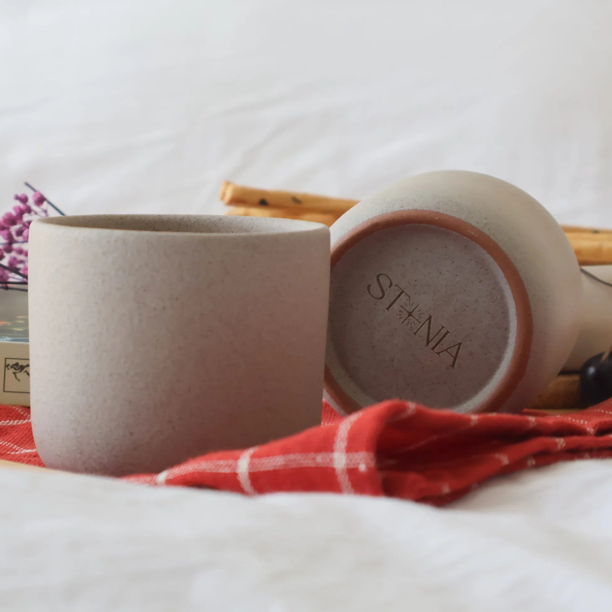 Handcrafted Simple Cup in light gray, 200 ML mug by Stonia.