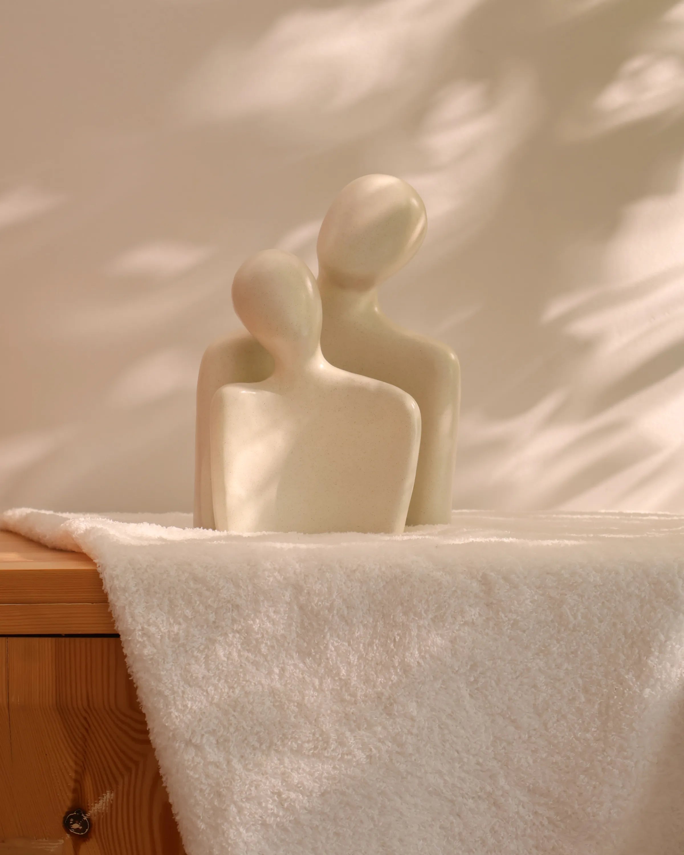 Handcrafted Soulmates decor piece in off white finish by Stonia.
