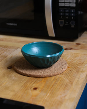 Handcrafted Tappy Bowl in dark turquoise by Stonia.
