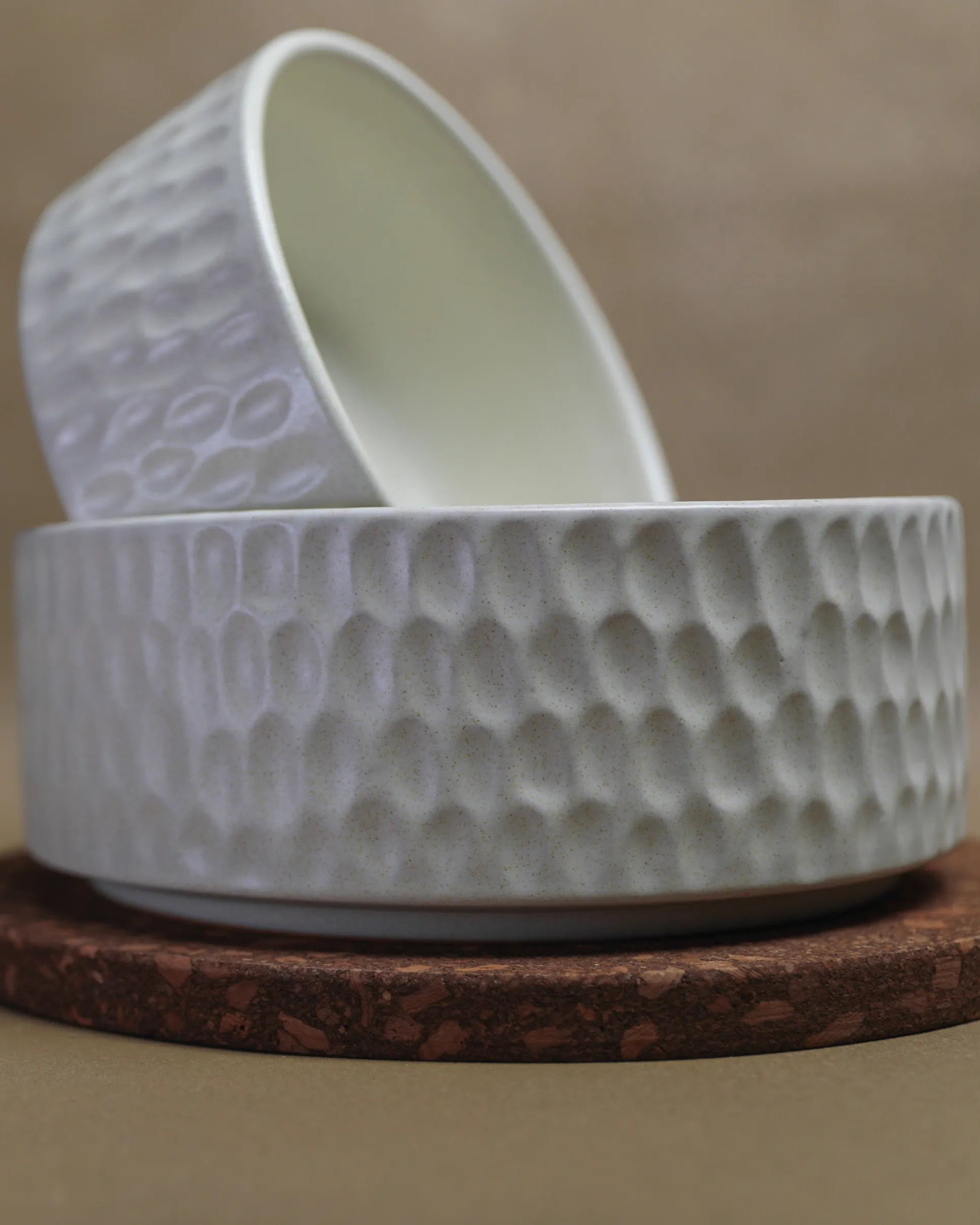 Handcrafted TRACE DUO SET in off white by Stonia.