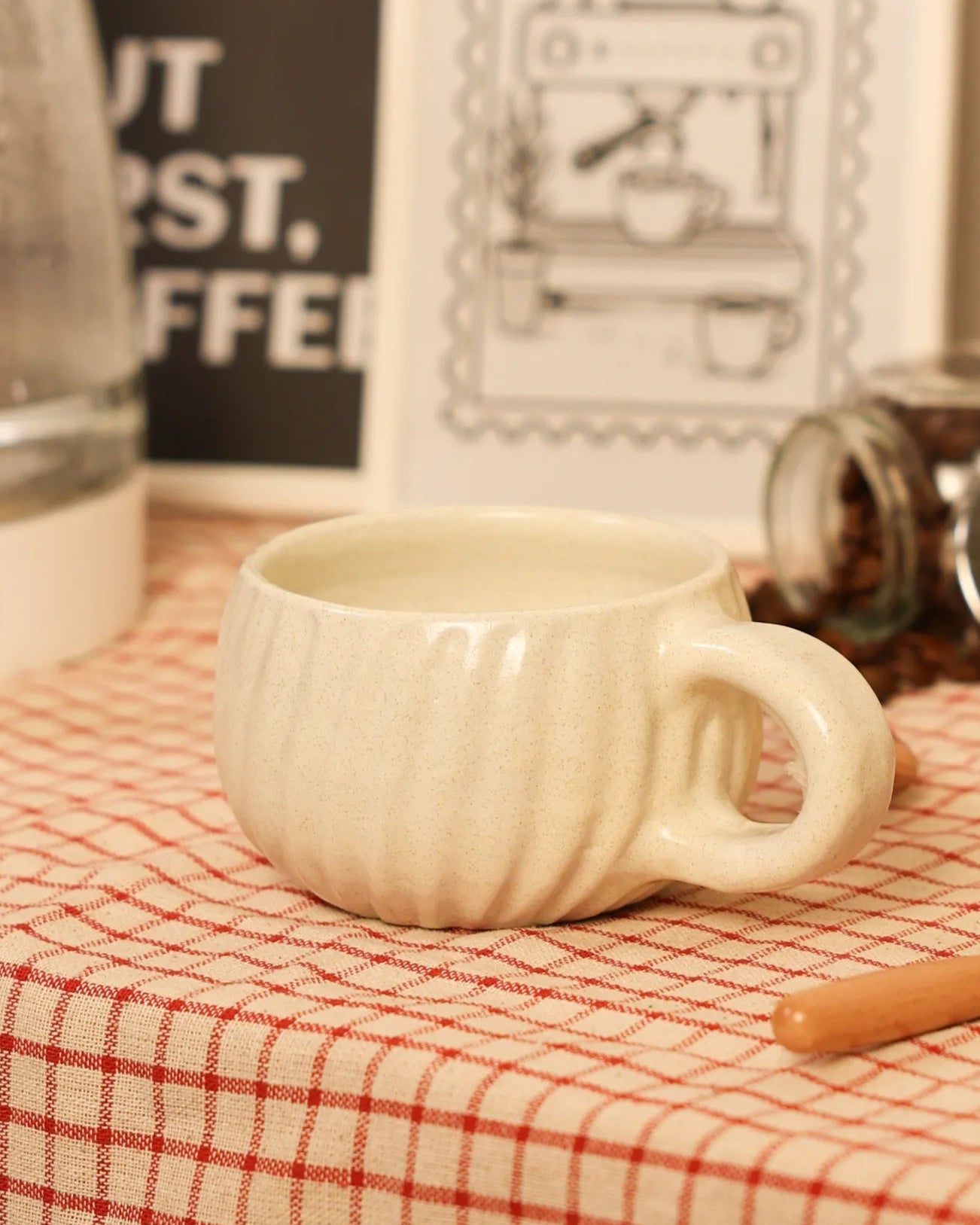 Handcrafted Twisty Mug in off white, 250 ML mug by Stonia.